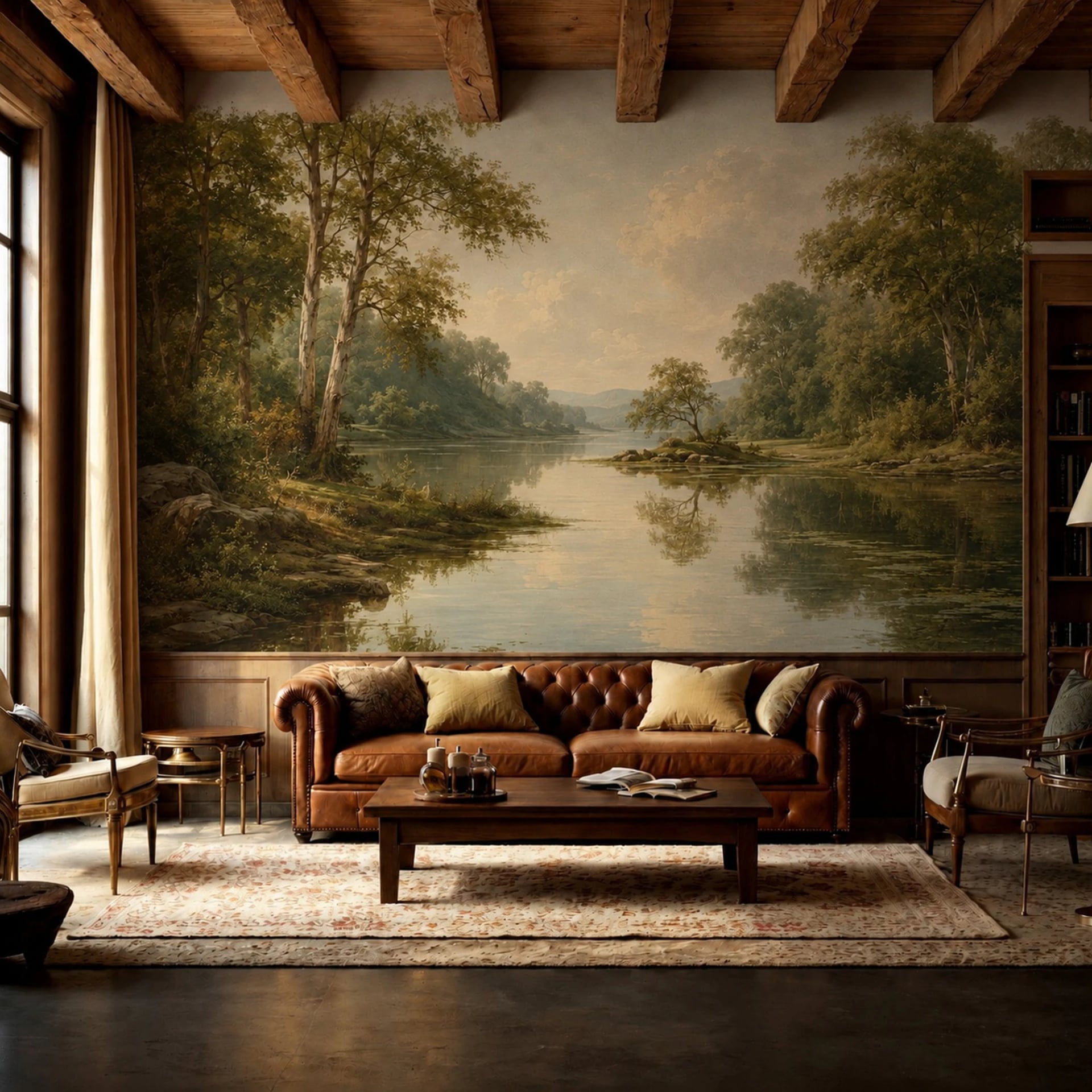 Fotomural Paisaje fluvial soleado en un interior decorado, vista 2