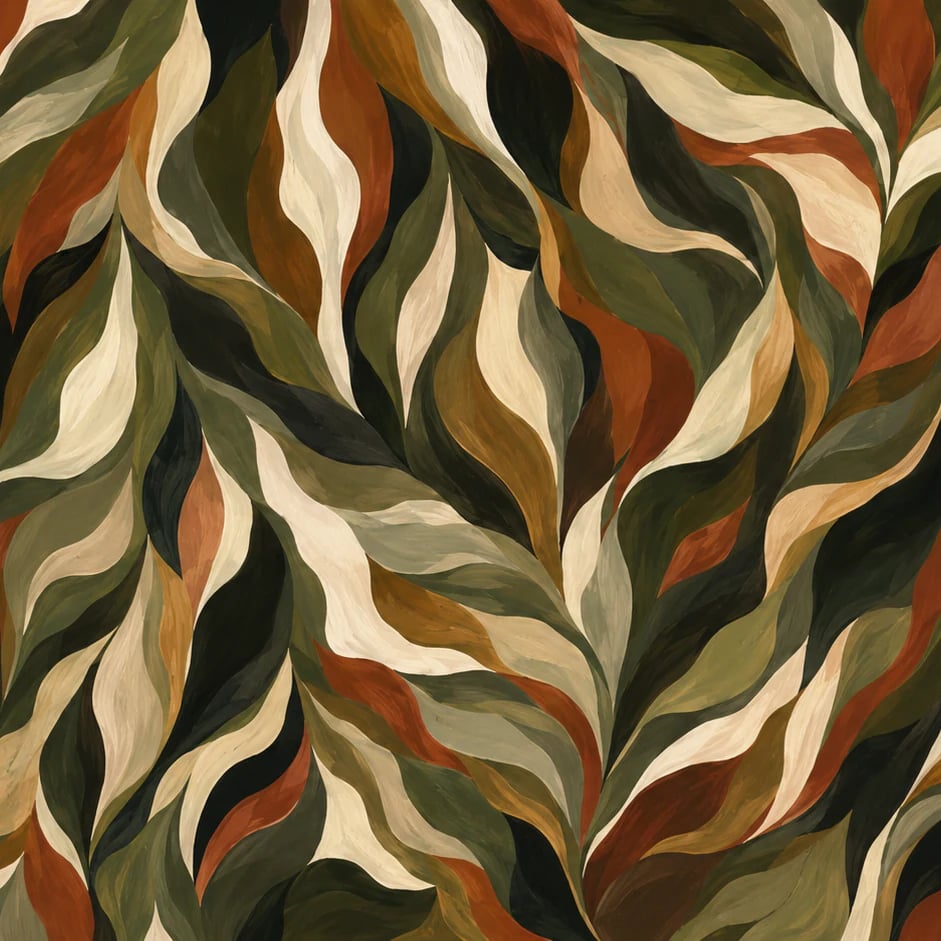 Close-up of the Sienna Foliage Swirl artwork at printed scale