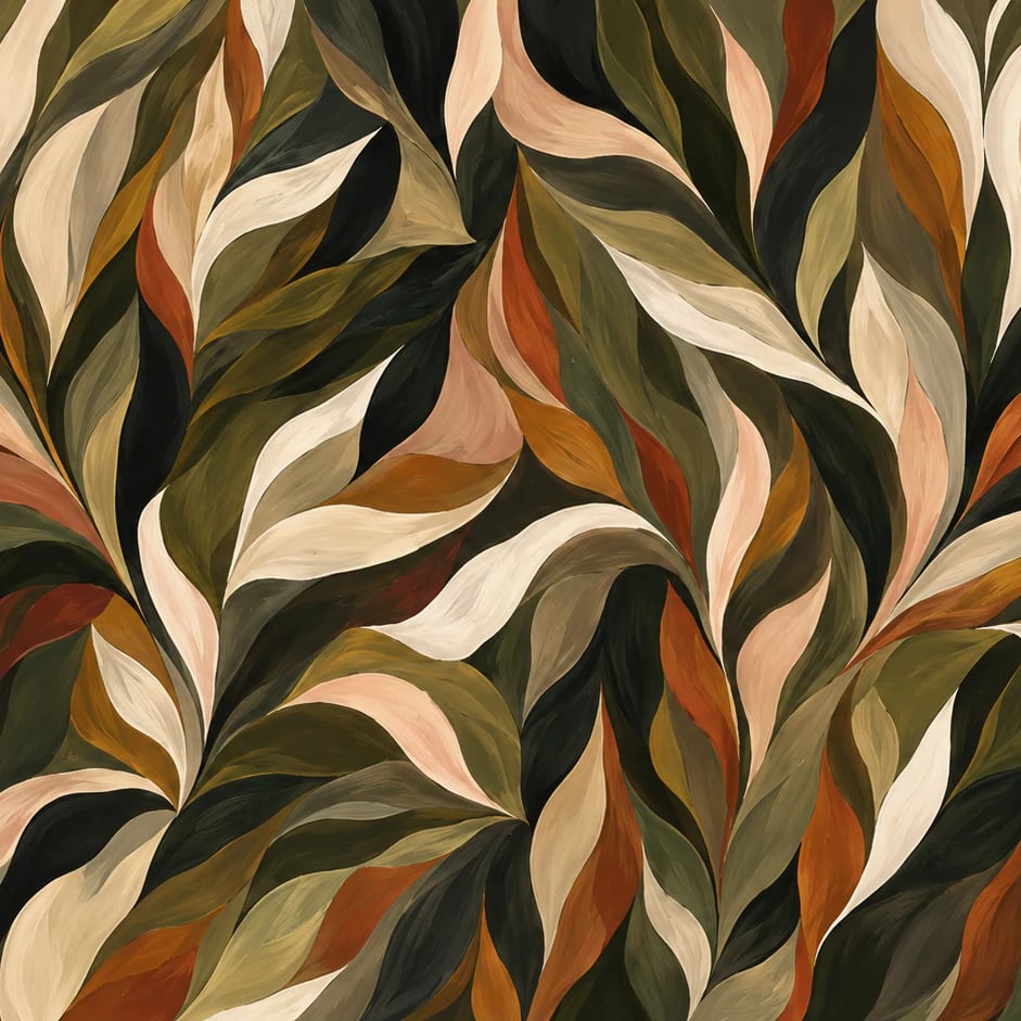 Close-up of the Warm Russet Foliage artwork at printed scale