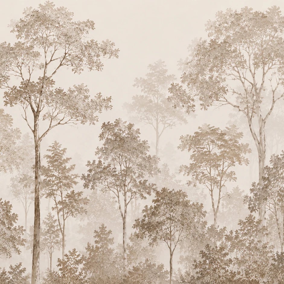 Nahaufnahme des Kunstwerks Sepia-Waldhain im Druckmaßstab