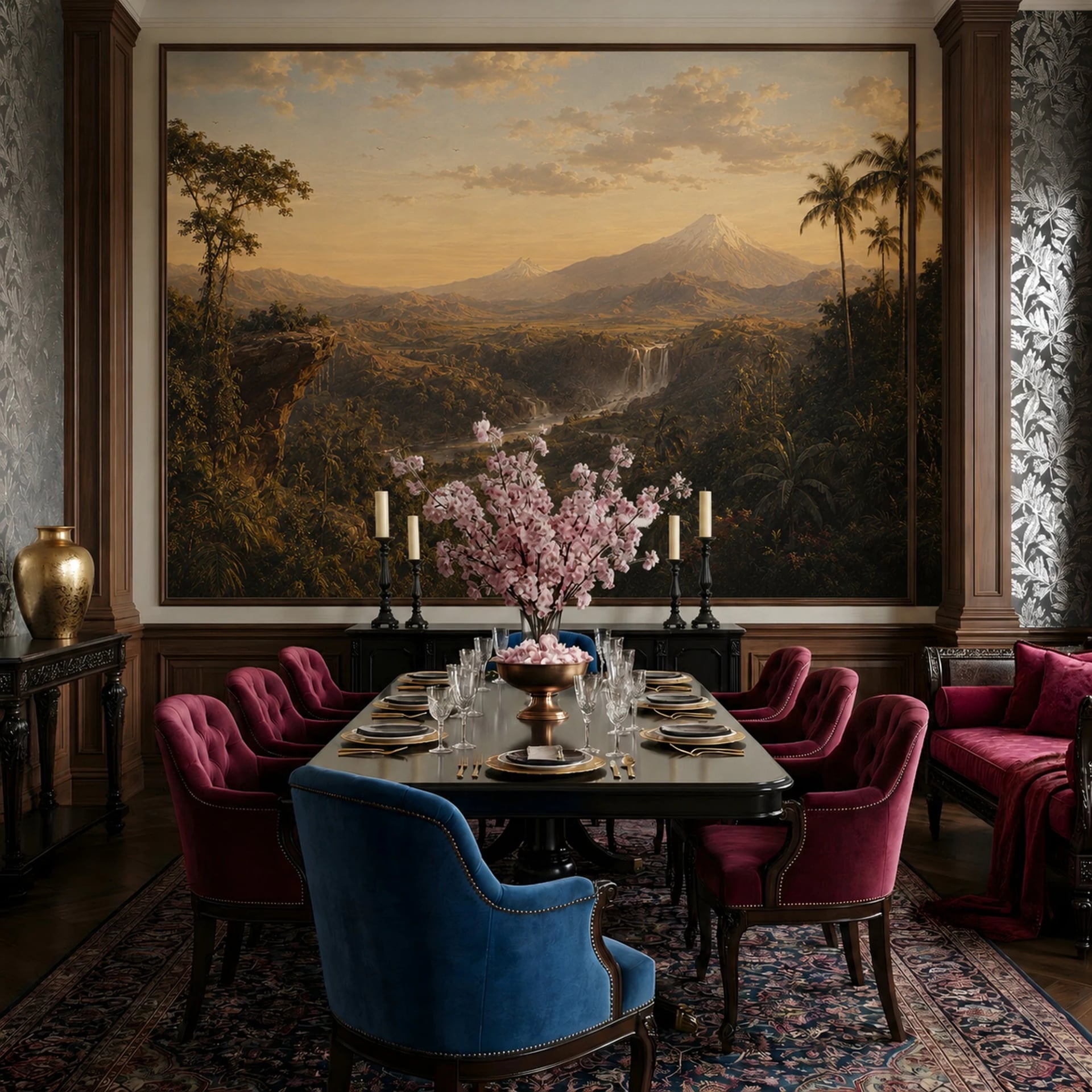 Andean Waterfall Vista wall mural shown in a styled interior, view 2
