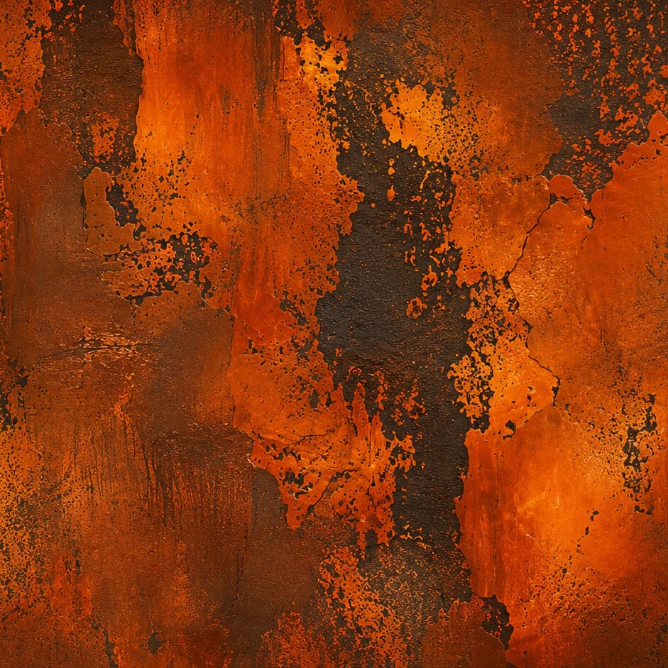 Close-up of the Scorched Copper Patina artwork at printed scale