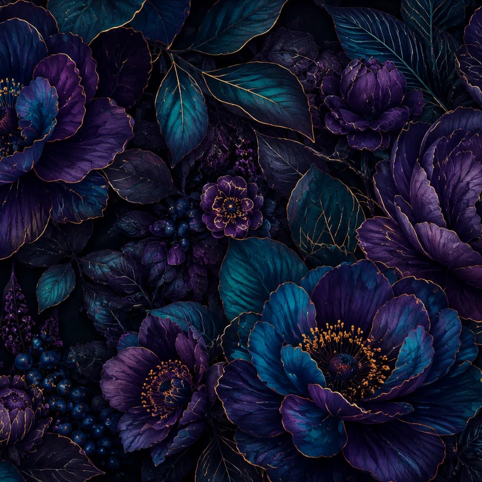 Nahaufnahme des Kunstwerks Violette Mitternachtspfingstrose im Druckmaßstab