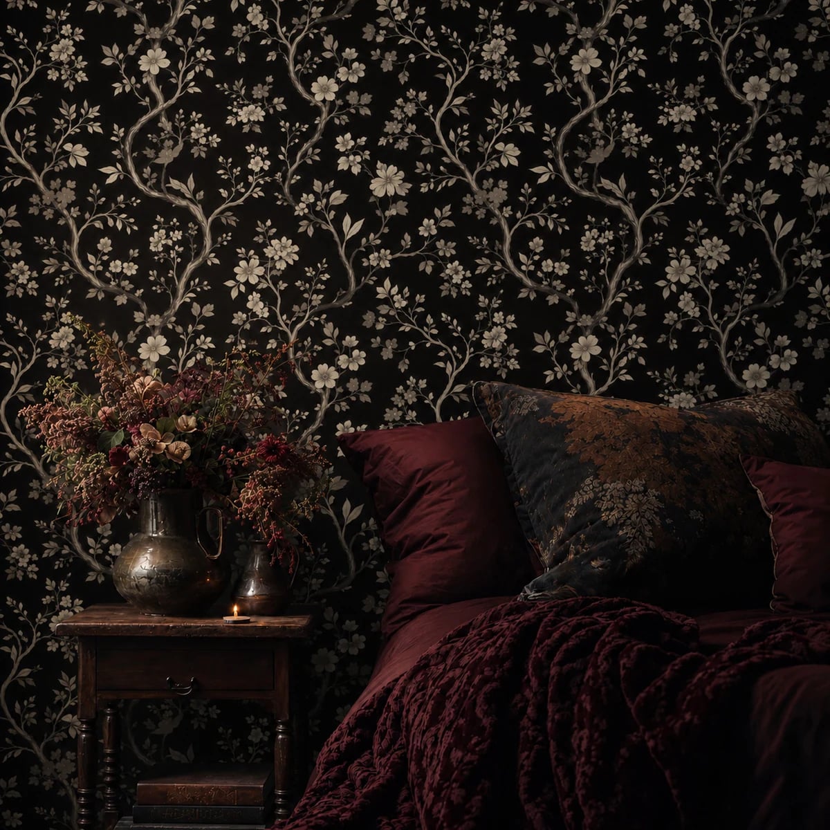 Close-up of the Nocturne Vine Blossom artwork at printed scale