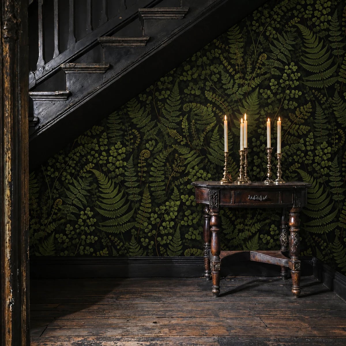 Close-up of the Shadow Fern Fronds artwork at printed scale