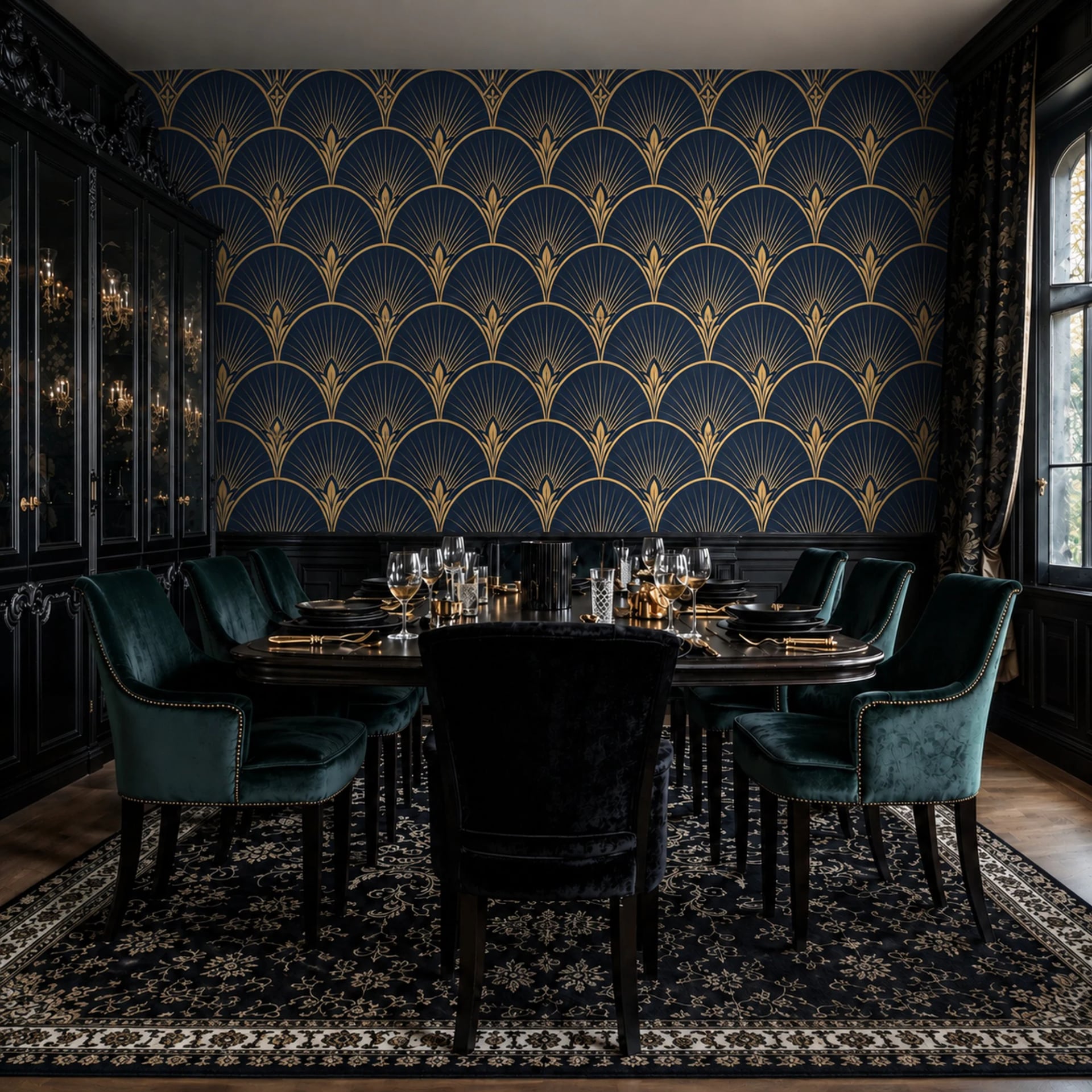 Art Deco Fan Arch wall mural shown in a styled interior, view 2