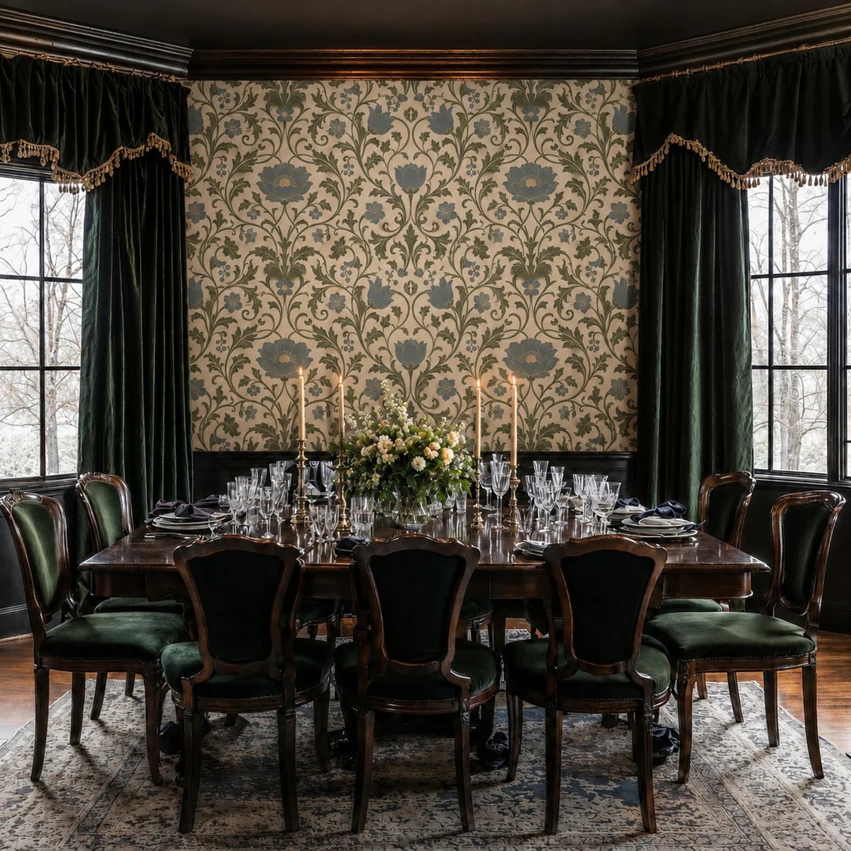 Close-up of the Heritage Tulip Damask artwork at printed scale