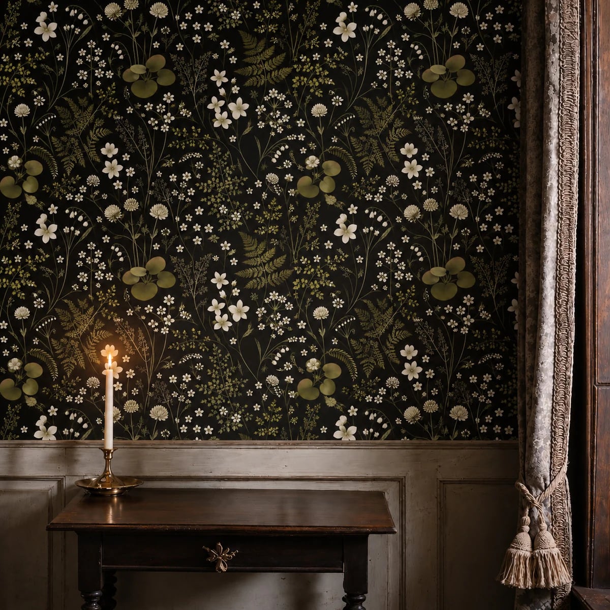 Close-up of the Nocturne Meadow Flora artwork at printed scale