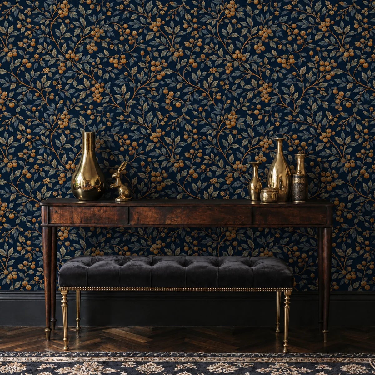 Close-up of the Golden Berry Vine artwork at printed scale