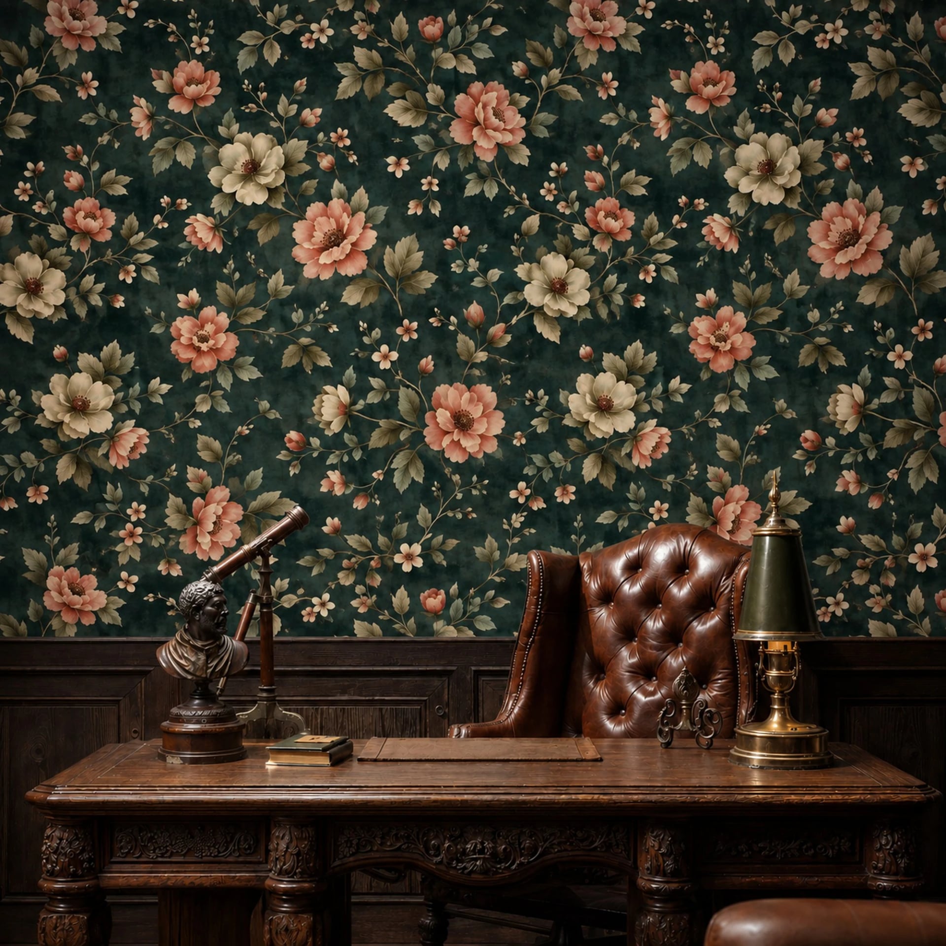 Vintage Rose Noir wall mural shown in a styled interior, view 2