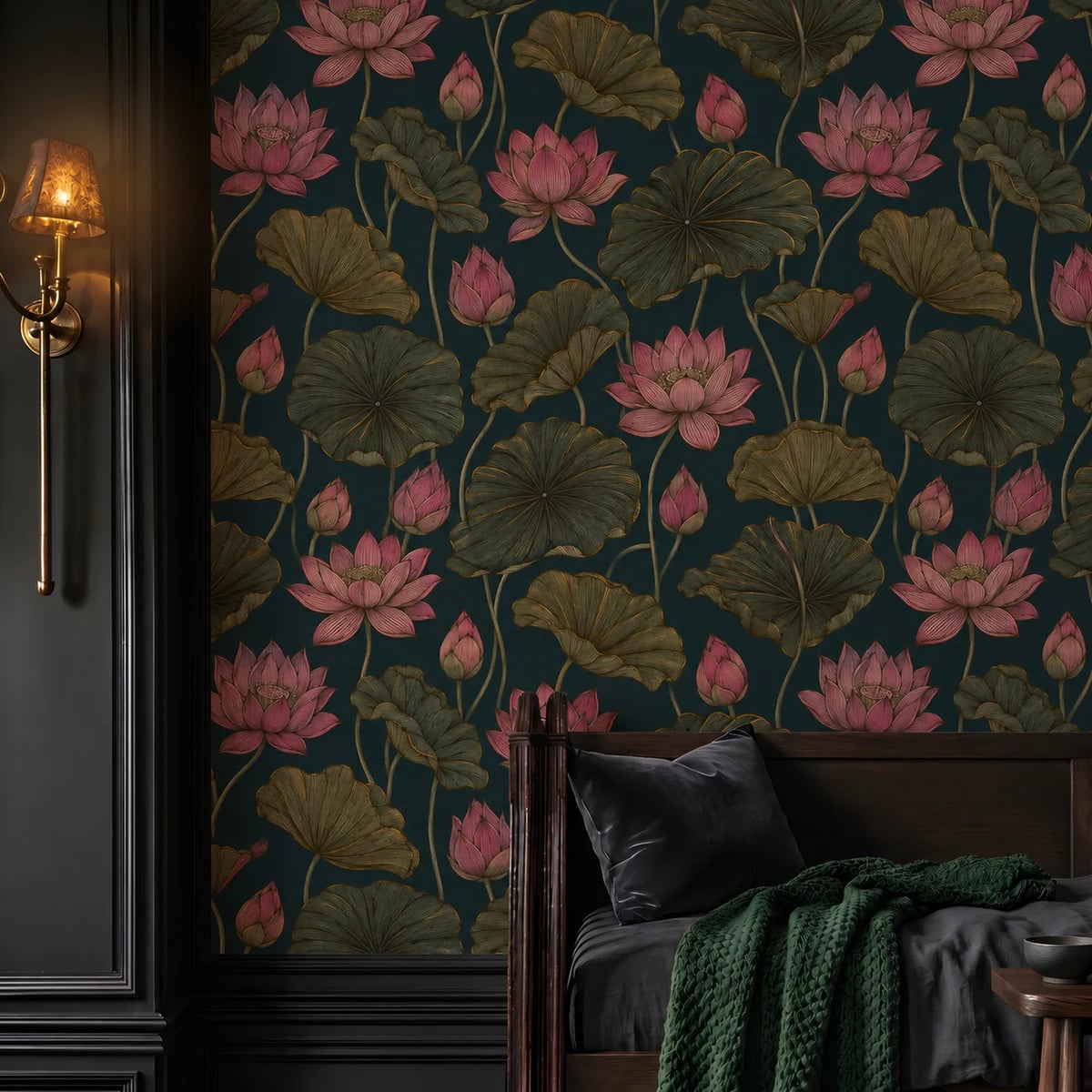 Close-up of the Moody Lotus Bloom artwork at printed scale